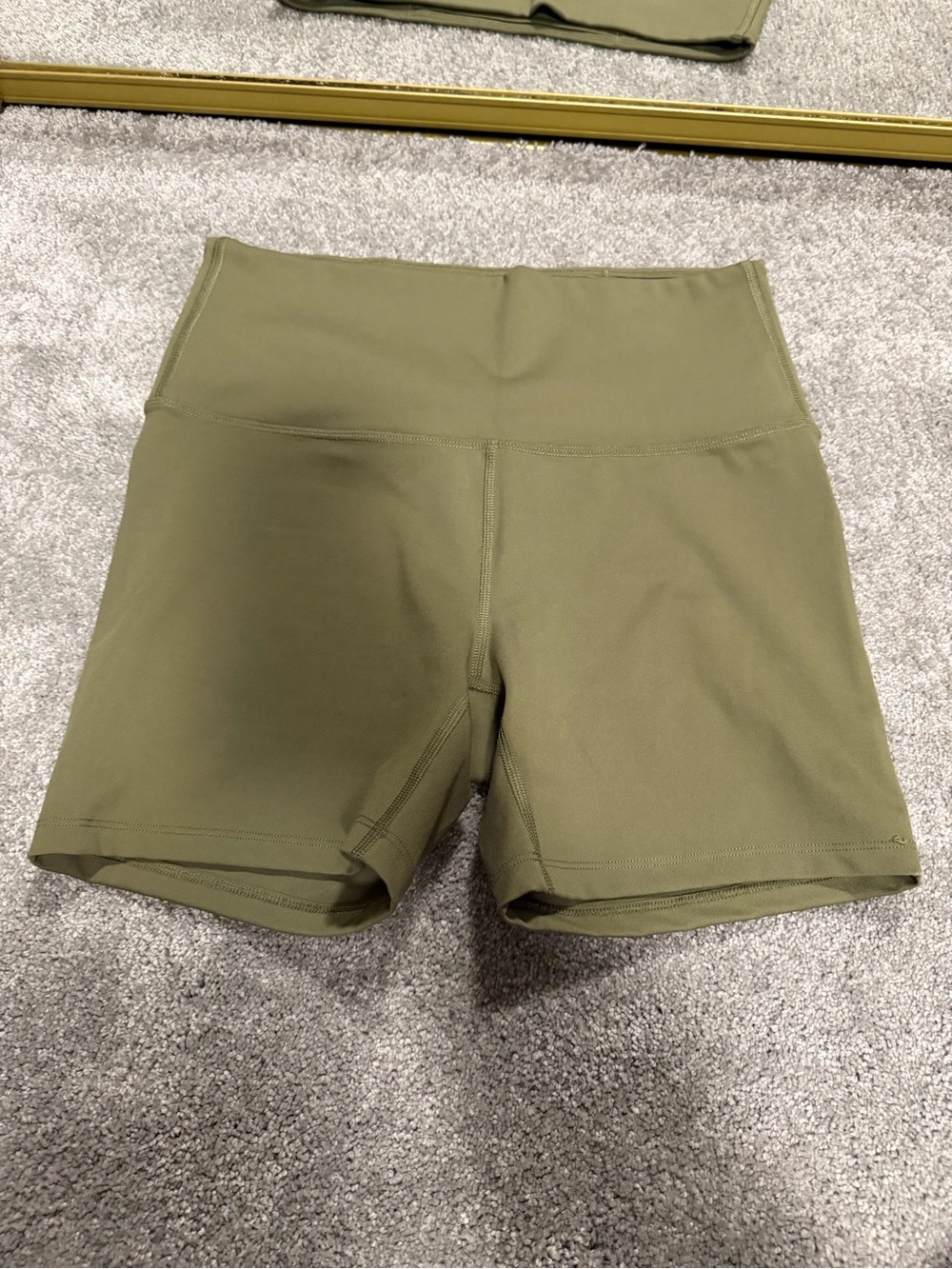 High-Waist Olive Green Women's Active Shorts
